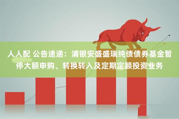 人人配 公告速递：浦银安盛盛瑞纯债债券基金暂停大额申购、转换转入及定期定额投资业务